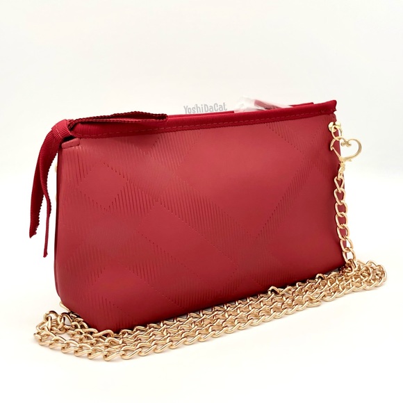 🆕 Burberry Beauty Cosmetic Pouch to Crossbody Bag, Dark Red, Nova Check, New - Picture 7 of 14